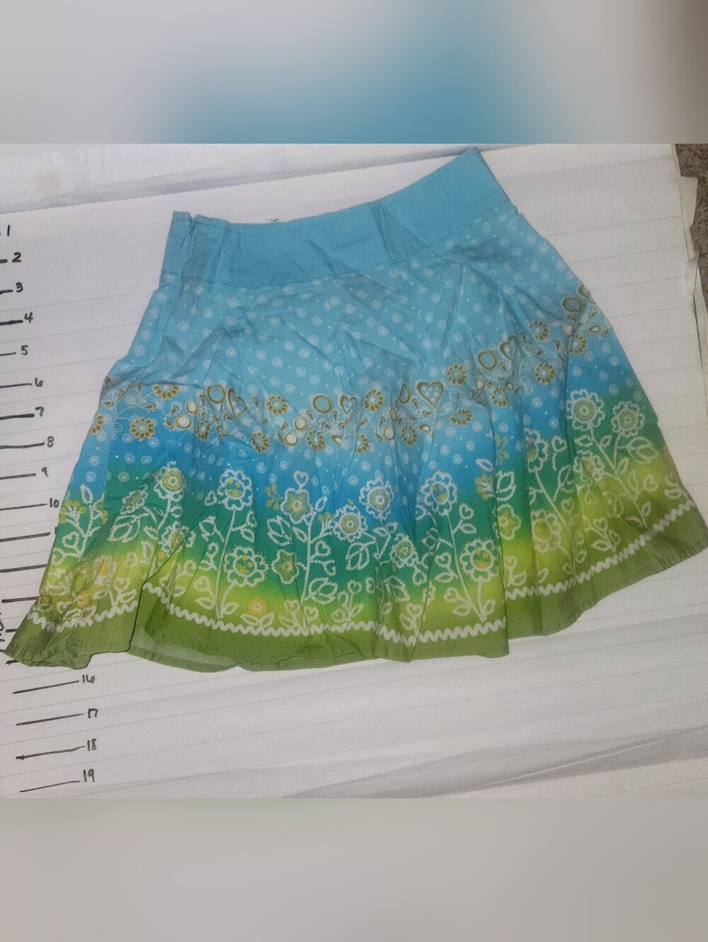 George Blue and Green Floral Ombre Skater Skirt